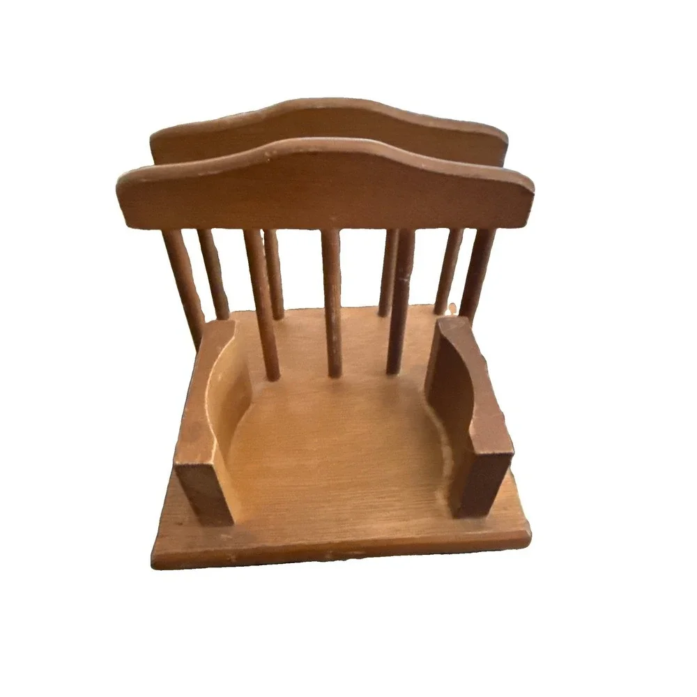 Vintage 1980's Solid Wood Napkin Holder